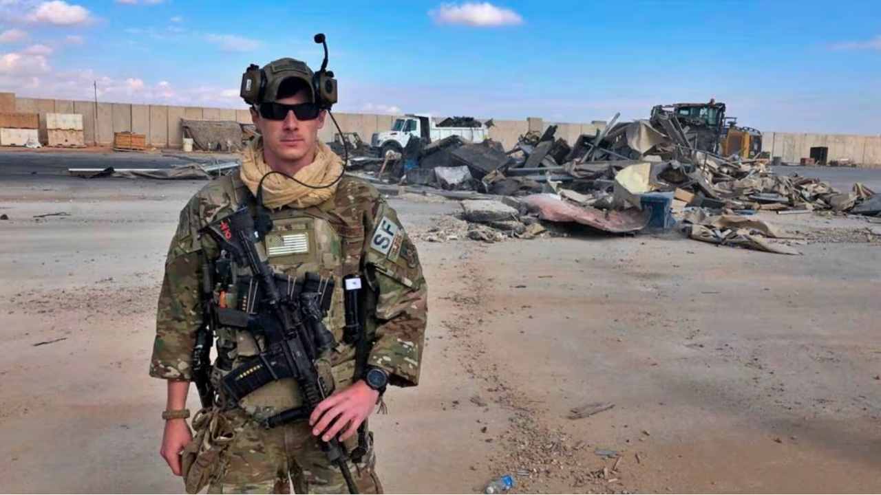 A US soldier at the Ain al-Asad air base in Anbar, Iraq