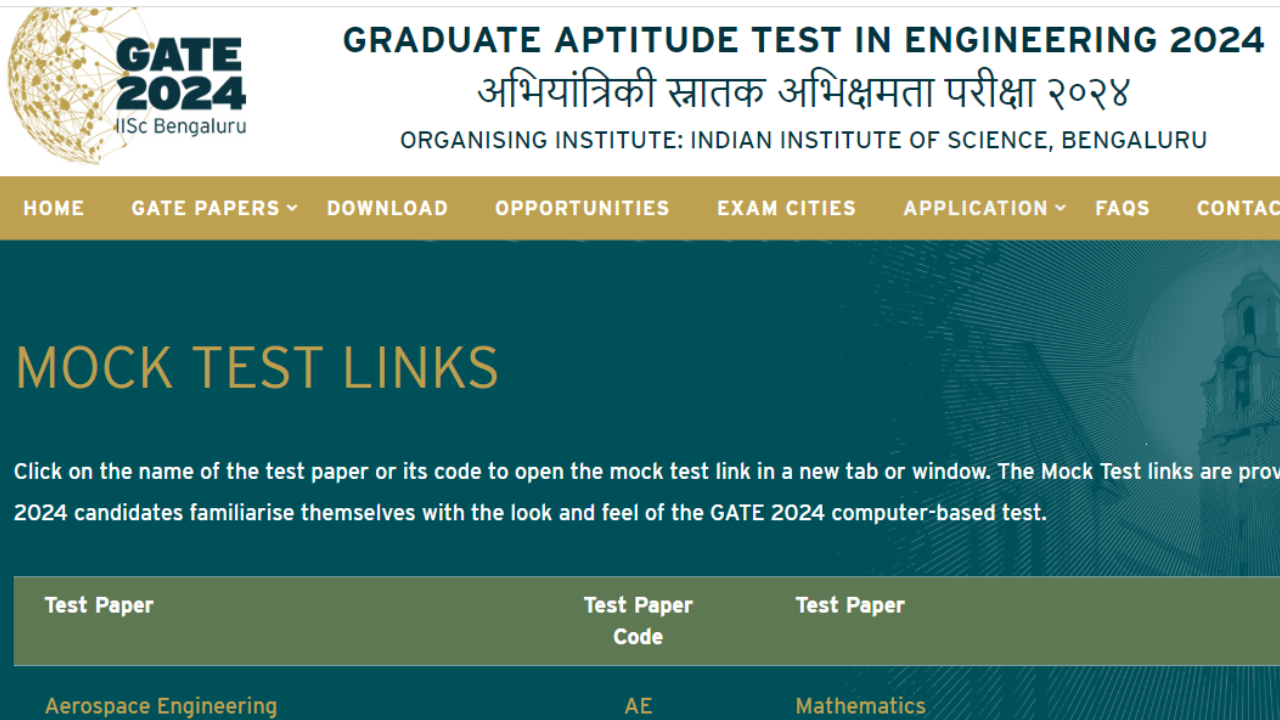 GATE 2024 Mock Test Link Available Now on gate2024.iisc.ac.in