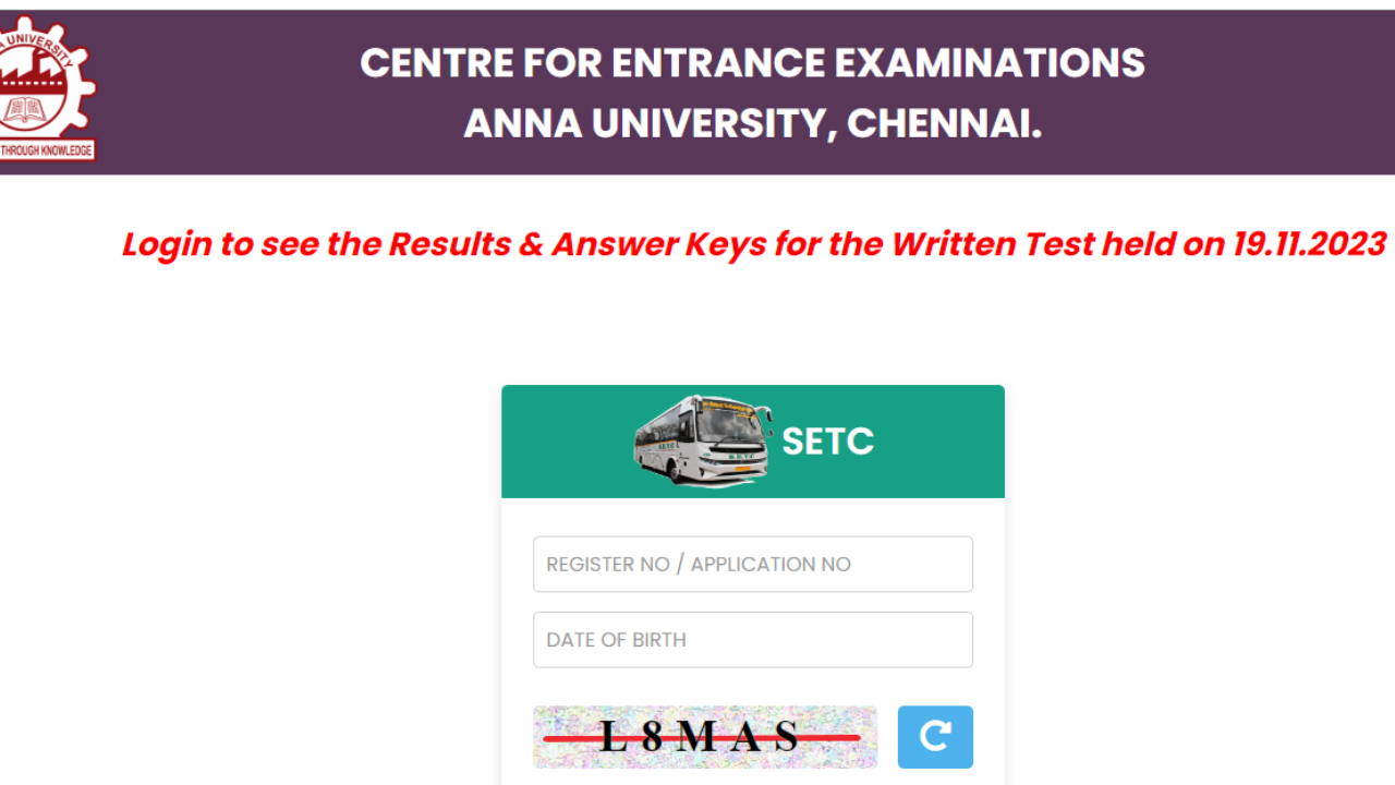 TNSTC Result 2023 For SETC Exam Out at arasubus.tn.gov.in, Direct Link