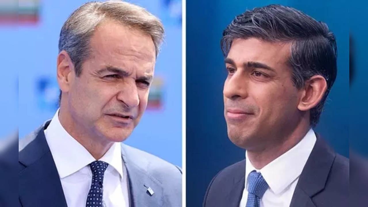 Greek Prime Minister Kyriakos Mitsotakis With British PM Rishi Sunak