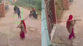 Viral Video Haryana Woman Chases Shooters With Broomstick In Hilarious Clip