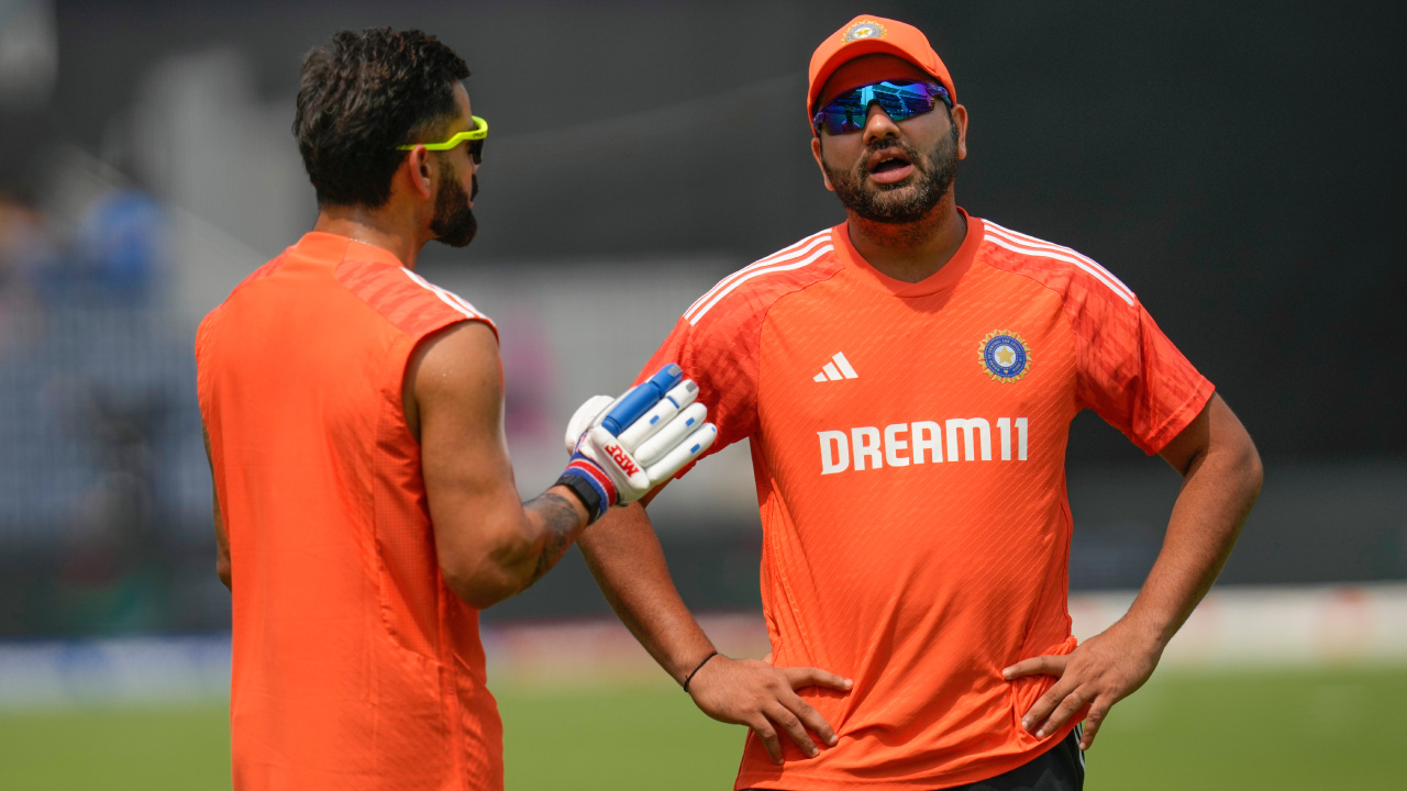 Rohit Sharma Virat Kohli 2023 WC Saffron Training Kit AP