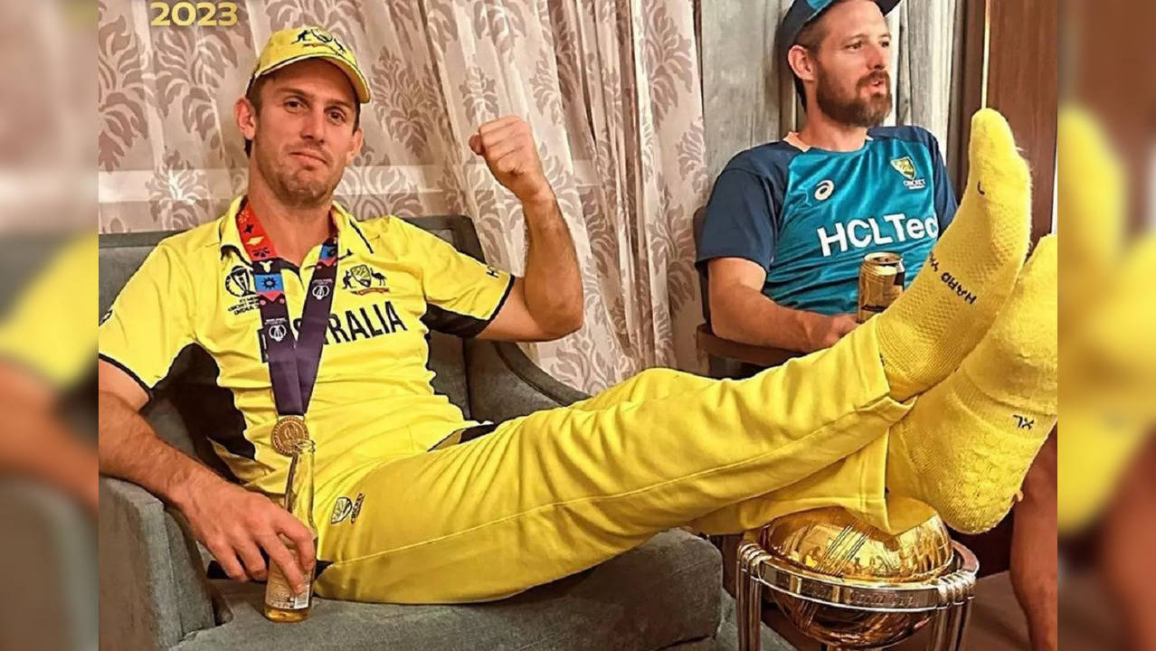 Mitchell Marsh defends controversial feet over World Cup Trophy picture