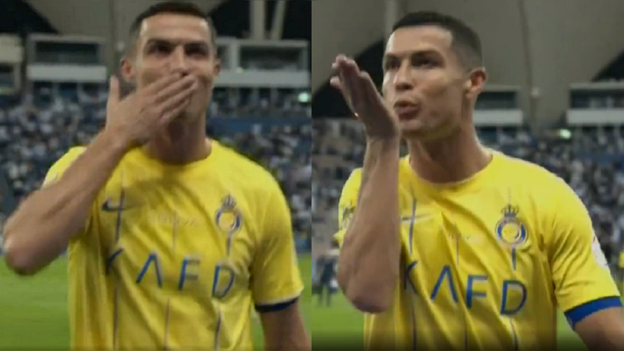 Cristiano Ronaldo blows flying kisses to Al Hilal fans for taunting him with Messi chants