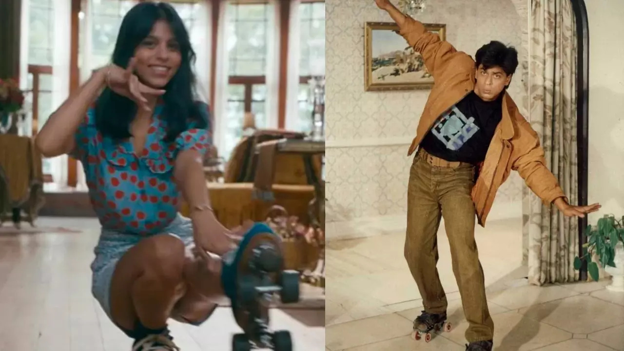 Shah Rukh Khan, Suhana Khan in roller skate