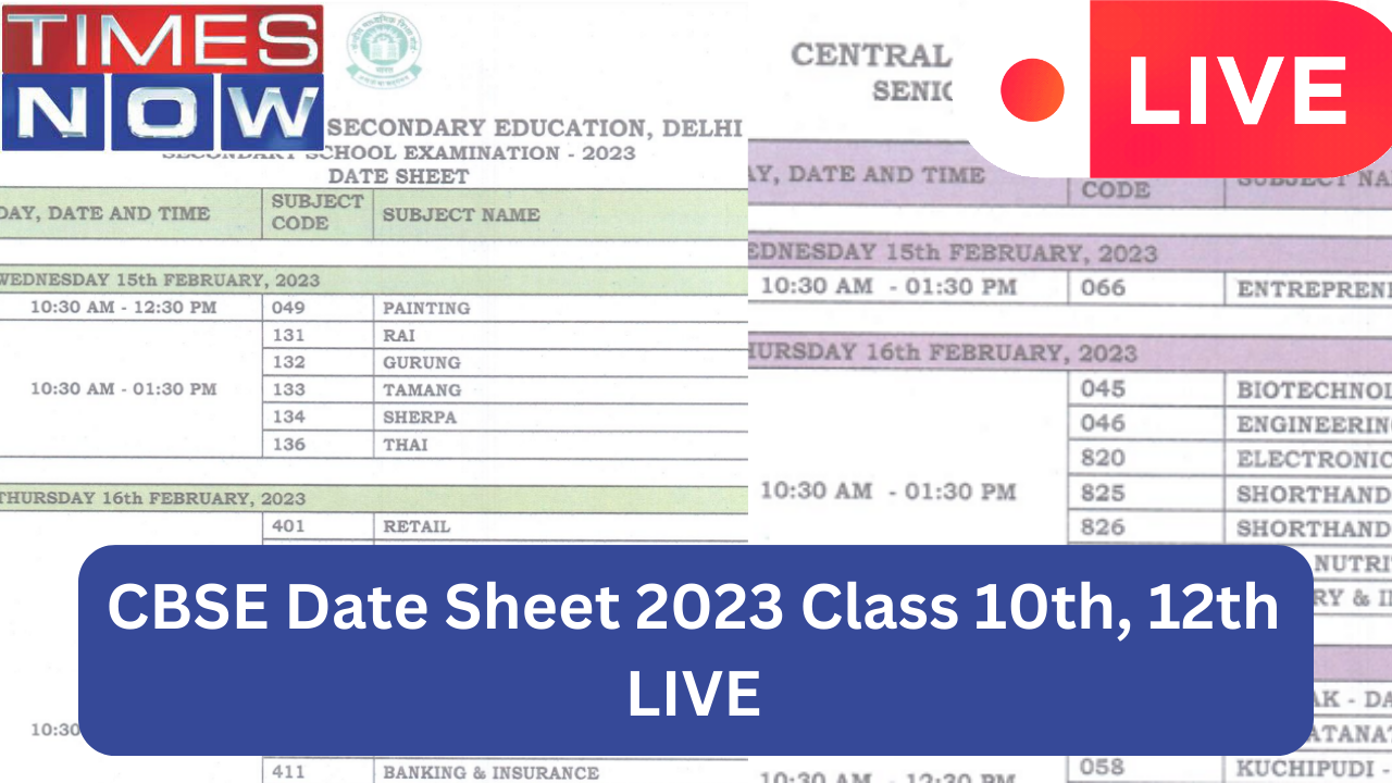 CBSE Board Exam Date Sheet 2024 Highlights CBSE Class 10th, 12th Date