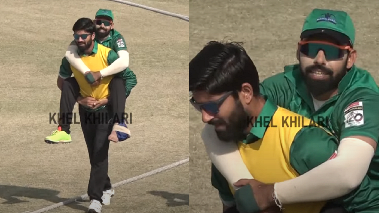 Teammate carries injured Shadab Khan on his shoulders after he suffered an injury