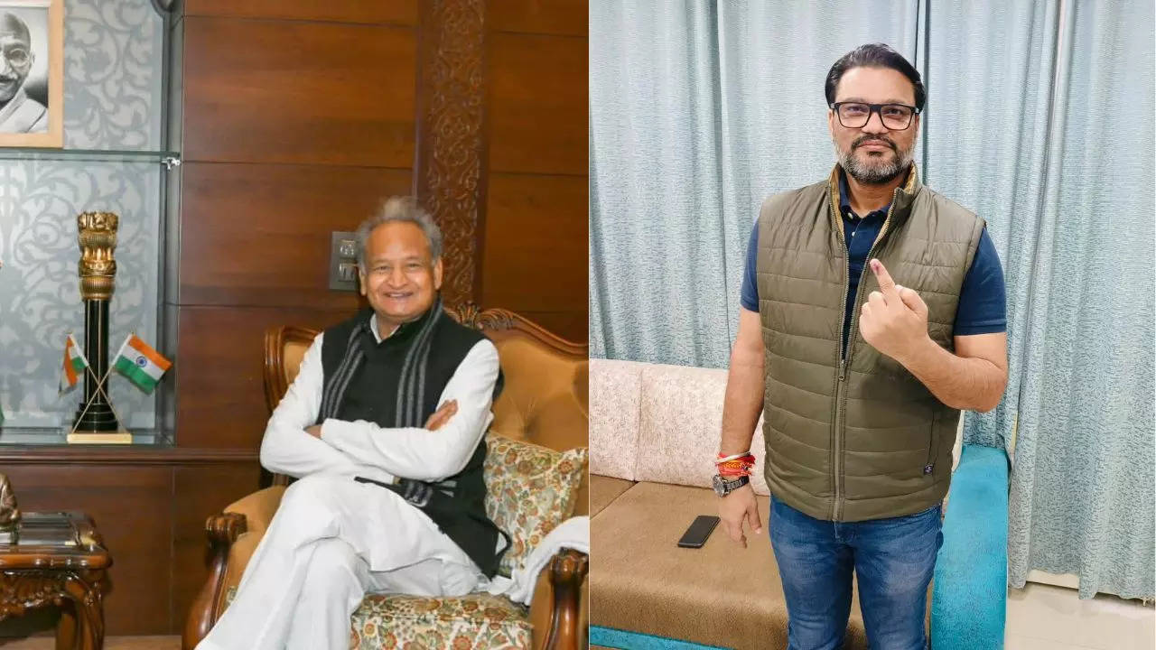 Ashok Gehlot (left) and Lokesh Sharma (right)