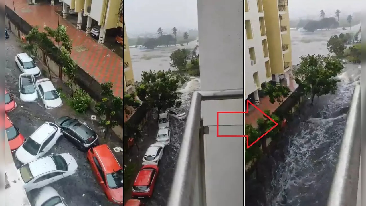 Michaung Cyclone: Vehicles Sweep Away Like Toy Cars As Floodwater Rises In Apartment Parking | Watch Video