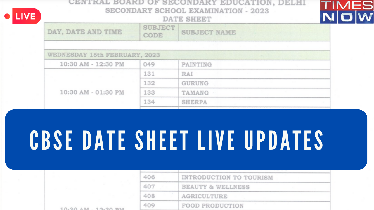 CBSE Date Sheet 2024 LIVE CBSE Board Exams 2024 Class 10 12 Datesheet PDF Soon on cbsegovin Updates Here