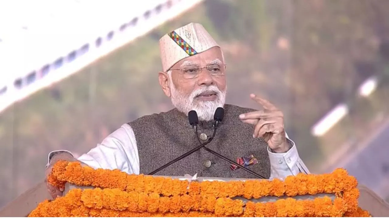 ​Prime Minister Narendra Modi speaking at the Uttarakhand Investors' Summit on Friday, December 8