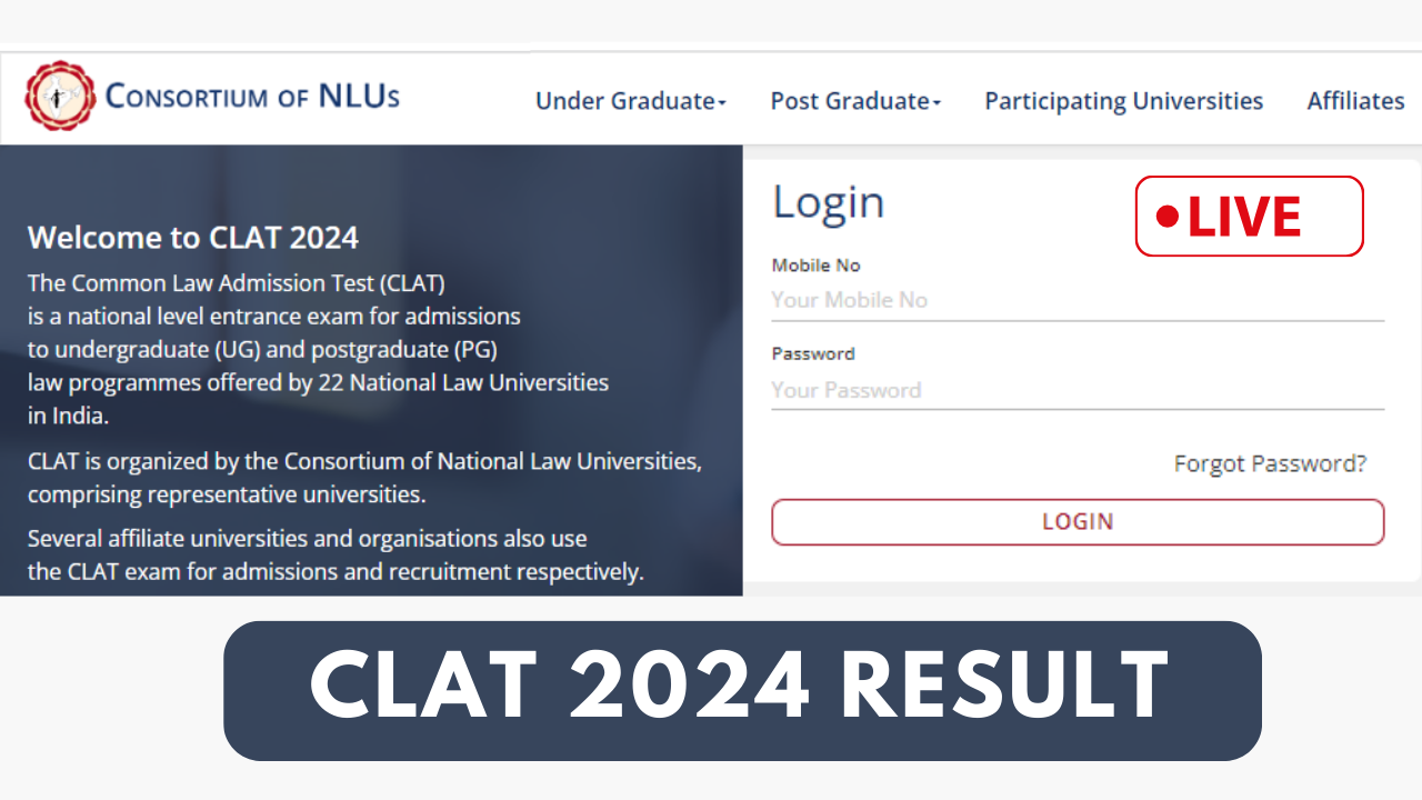 CLAT 2024 Result Date and Time LIVE Updates CLAT Result Released at consortiumofnlusacin Merit List and Expected Cutoff