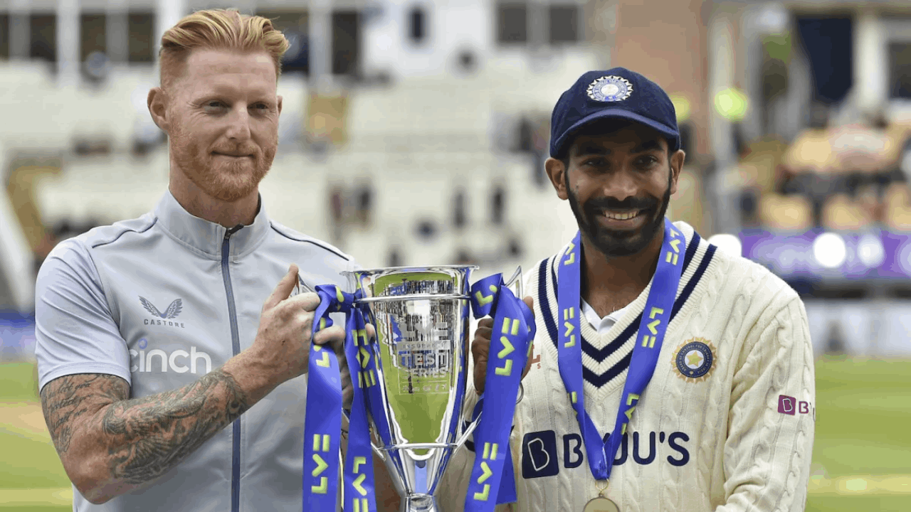 Ben Stokes Bumrah trophy AP