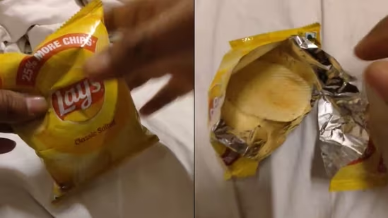 ]Man Shocked To Find  2 Chips In ₹5 Packet Of Lay’s; Netizens react