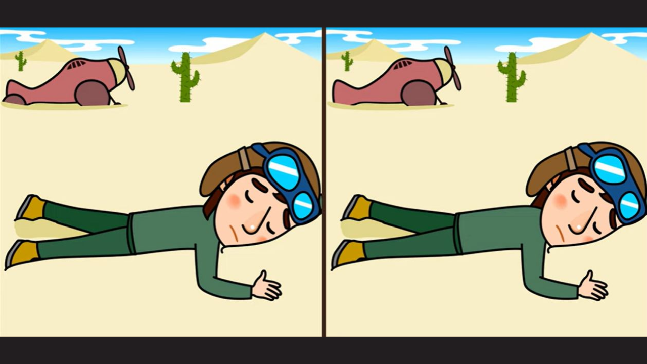 Puzzle: Spot 3 Differences In These Images Of Pilot Crashing In Desert