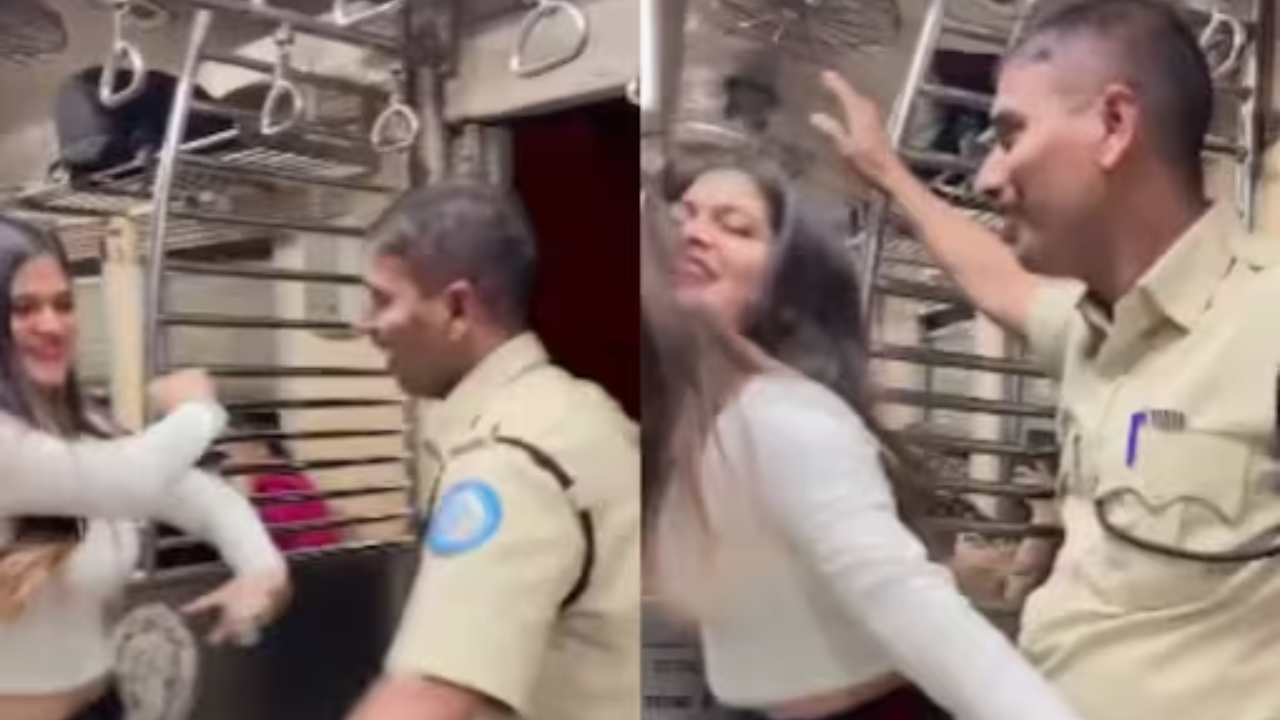 Mumbai Cop Grooves With Lady In Local Train, Booked After Video Goes Viral  | Viral News, Times Now