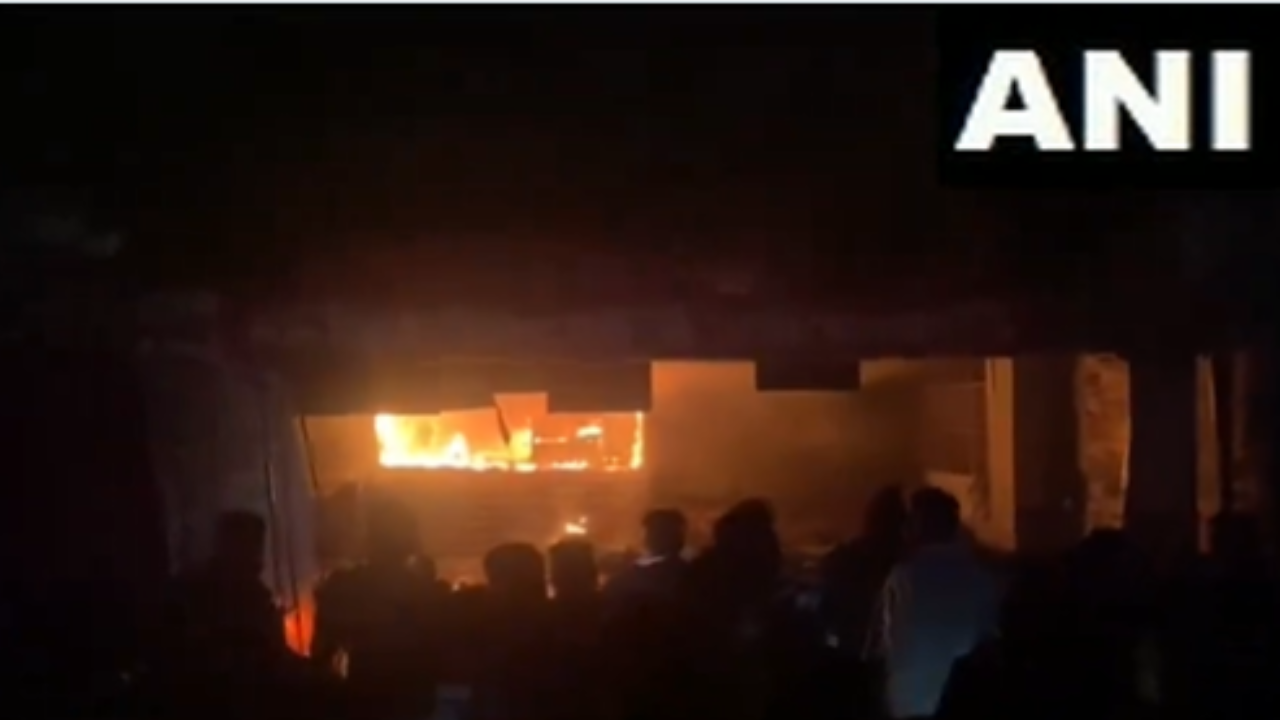 A fire broke out at Ayyappa Shopping Mall in Kamareddy