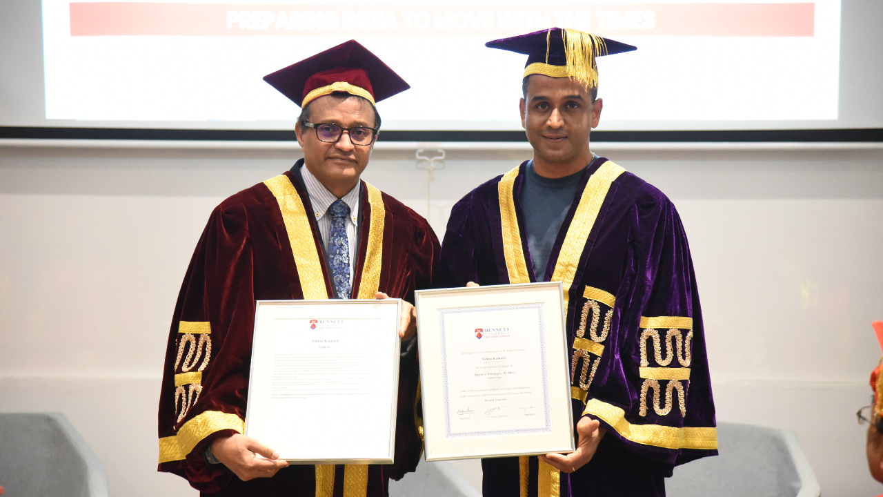 Zerodha CEO Nithin Kamath awarded with Honoris Causa degree at Bennett University Convocation