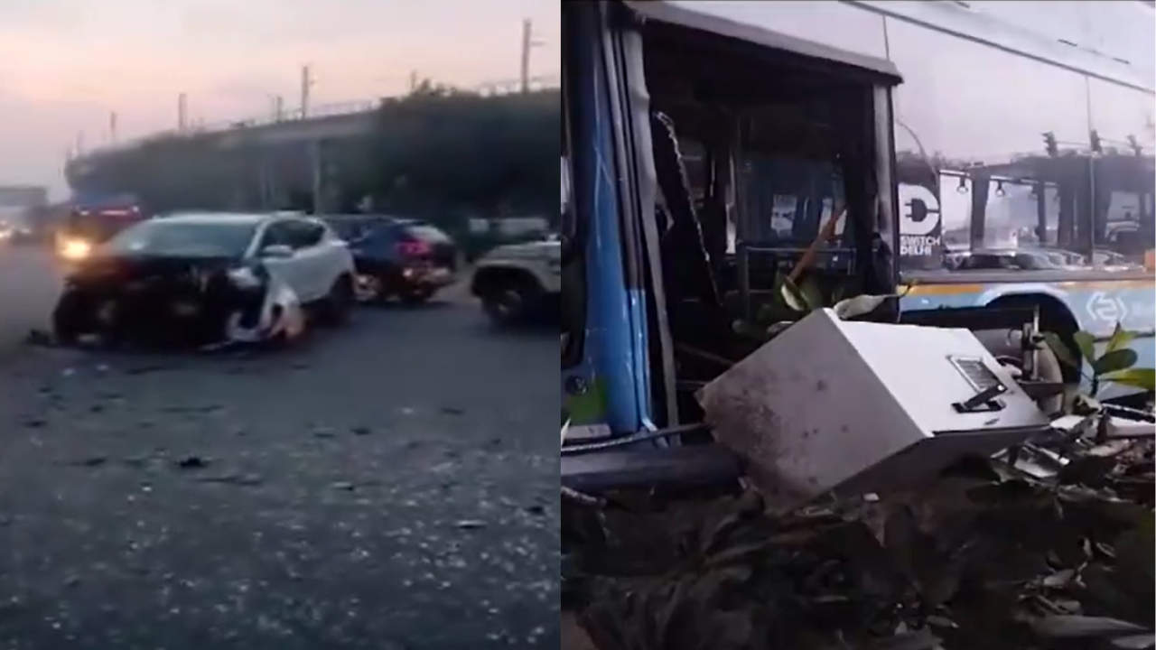 DTC Bus Collides With Car