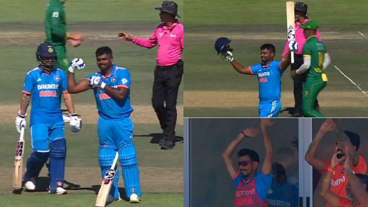 Yuzvendra Chahal's celebration after Sanju Samson's completes his 1st ODI 100 goes viral