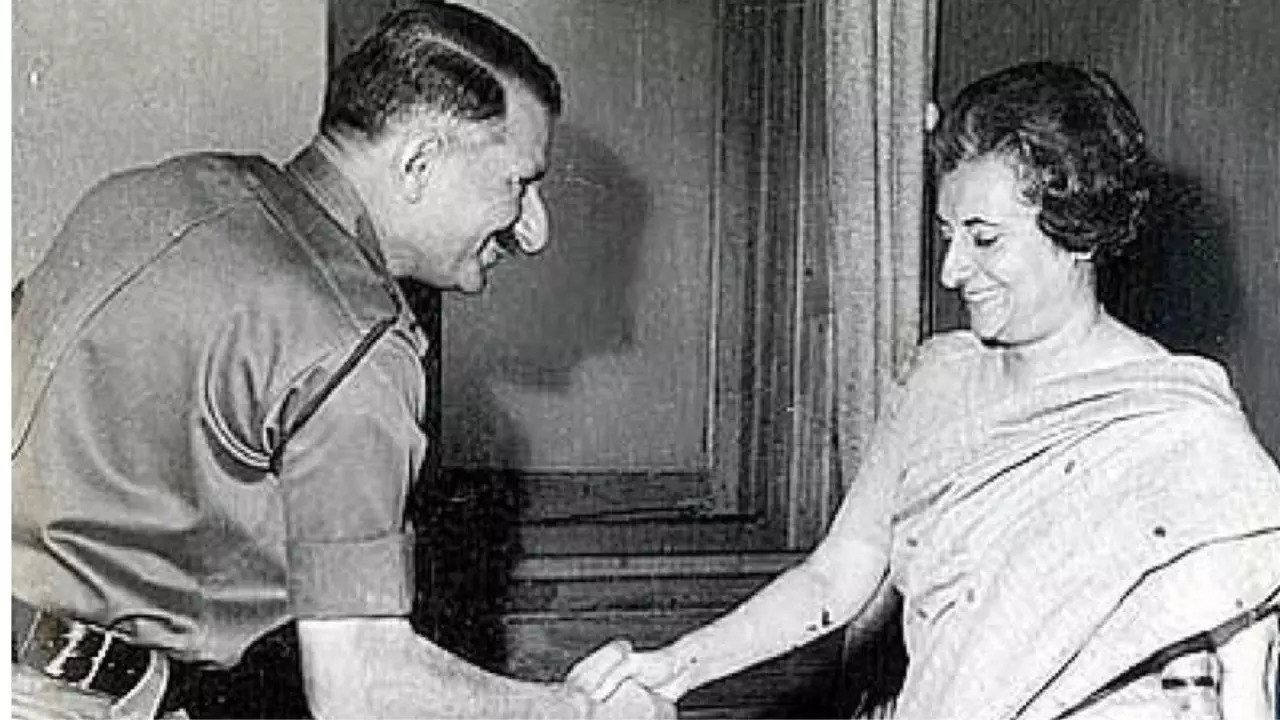 ​Sam Manekshaw (left) and Indira Gandhi (right)