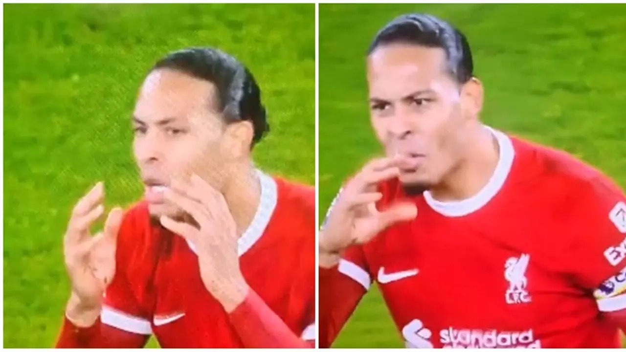 ​Virgil Van Dijk​ talks to the referee