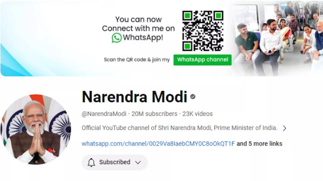 ​Prime Minister Narendra Modi's YouTube channel has two crore subscribers