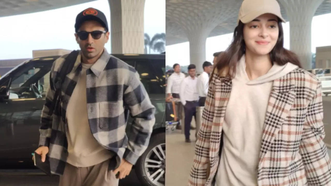 Ananya Panday, Aditya Roy Kapur Twin At Airport As They Leave For New Year Bae-Cation