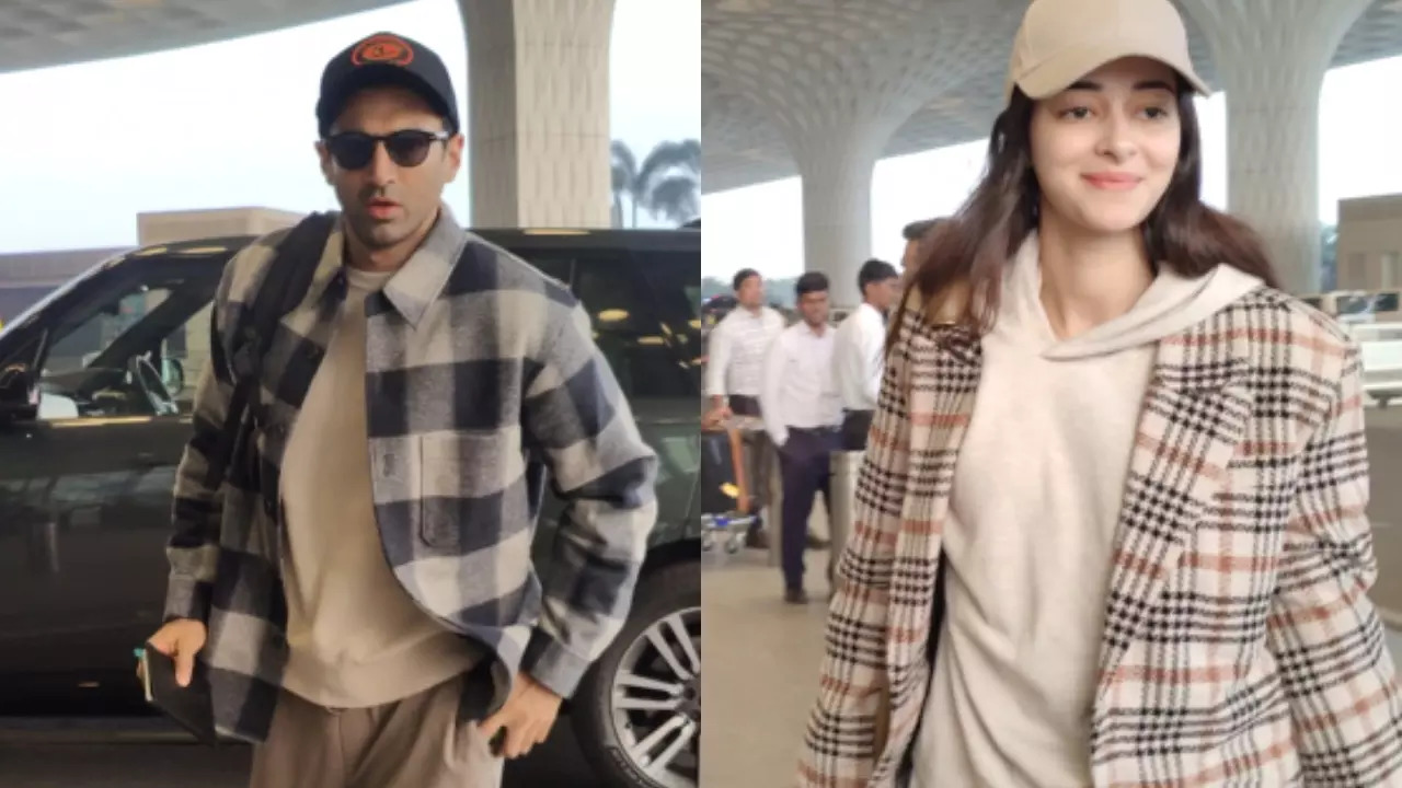 Ananya Panday, Aditya Roy Kapur Twin At Airport As They Leave For New ...