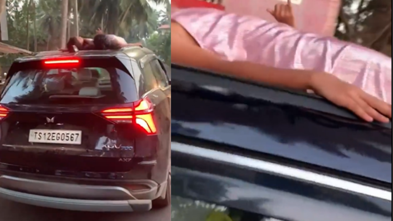 Tourist in Goa Drives SUV With Kids Sleeping on Roof.