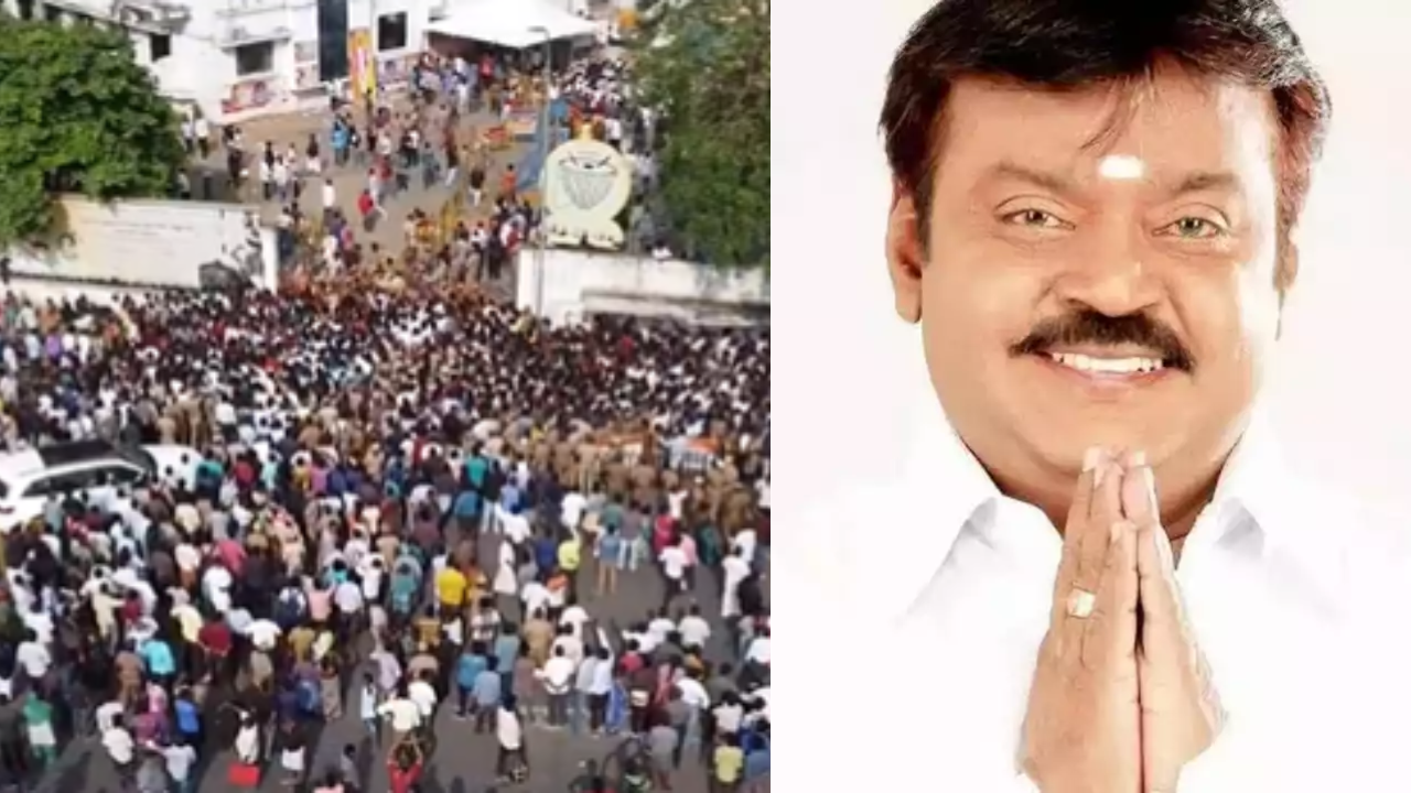 Massive Crowds, Traffic Disruptions as Chennai Bids Farewell to Captain Vijayakanth |Video