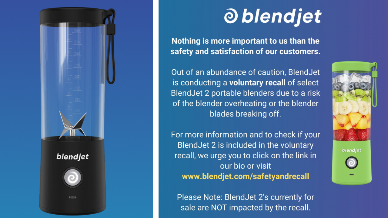 BlendJet 2 Recall