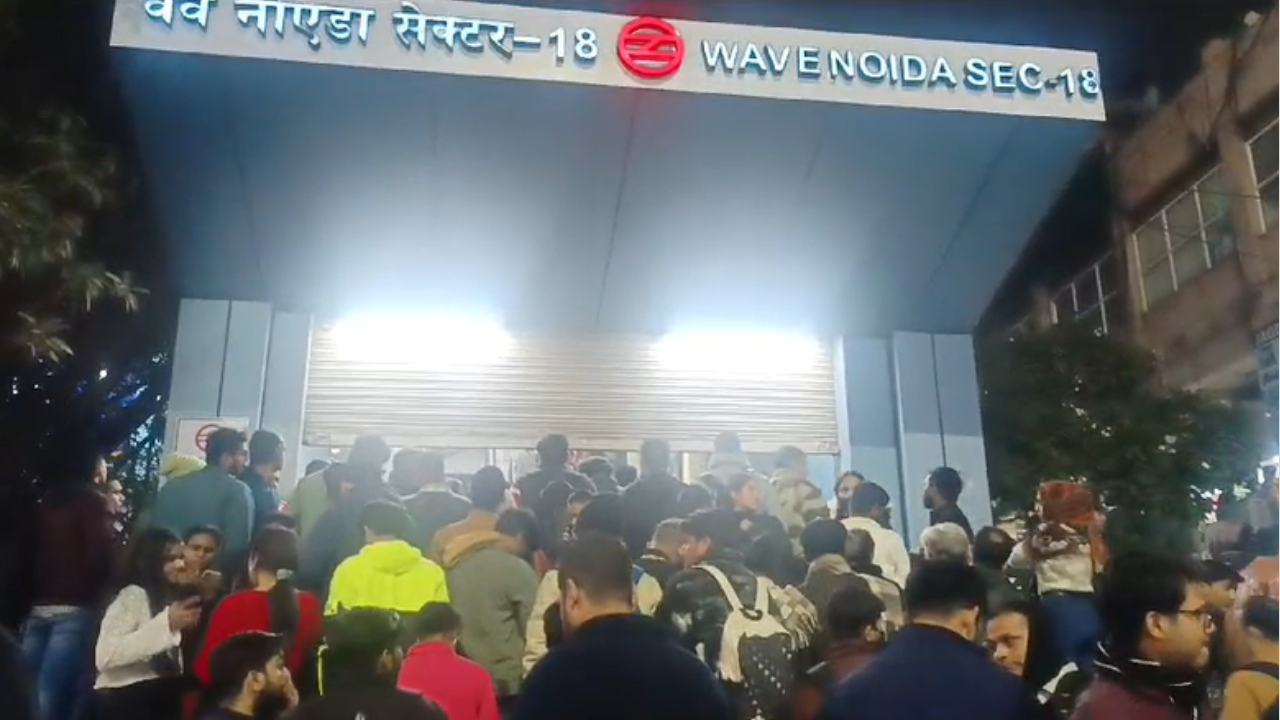 Watch| Noida Sector 18 metro station gates temporarily closed leaving passengers stranded