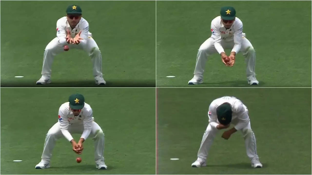 Saim Ayub reacts after dropping a sitter to give lifeline to David Warner in his farewell Test