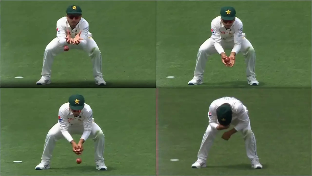 Saim Ayub reacts after dropping a sitter to give lifeline to David Warner in his farewell Test