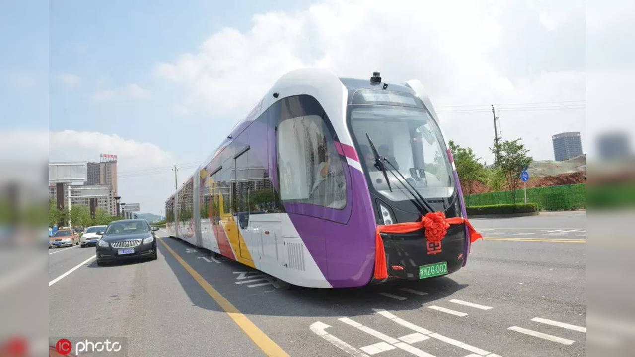 Rail Bus In China On The Road.