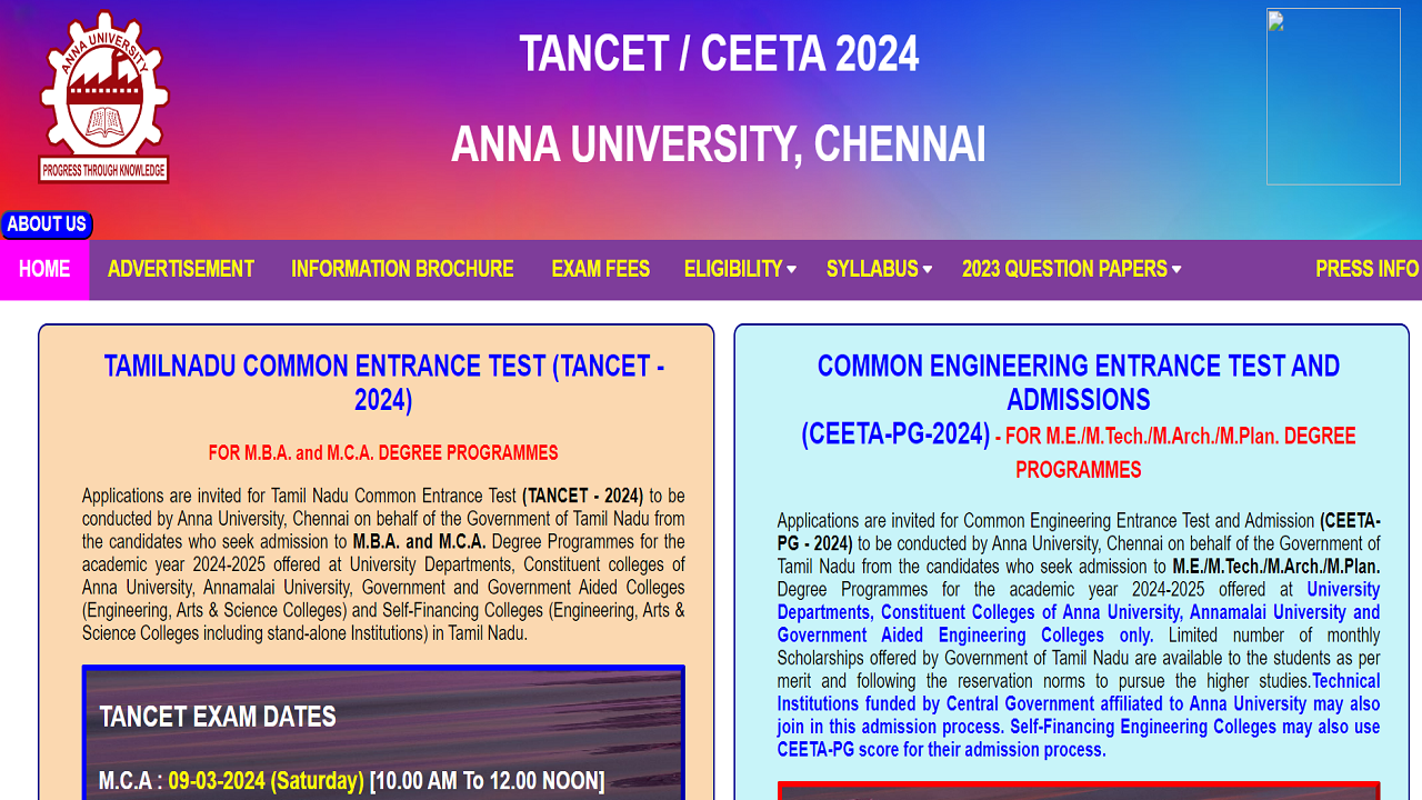 TANCET 2024 Exam Date, Registration Schedule Released on tancet.annauniv.edu, Check Dates