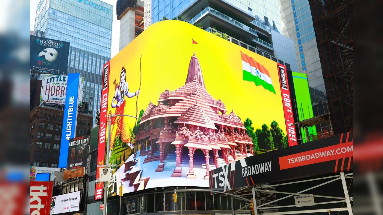 TImes Square Ram Mandir Ram Temple Consecration.