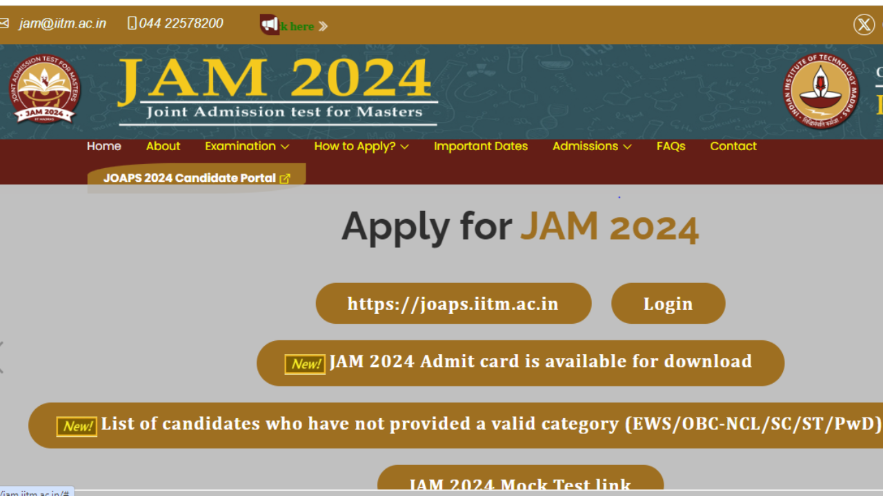 IIT JAM 2024 Admit Card Released on jam.iitm.ac.in, Exam on Feb 11