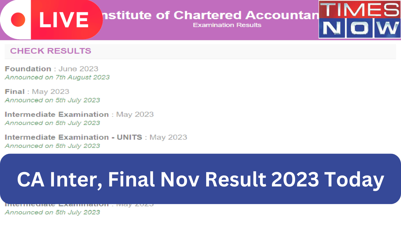 CA Inter, Final Result Nov 2023 OUT Highlights ICAI CA Results OUT on