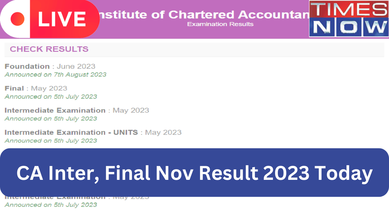 CA Inter Final Result Nov 2023 OUT Highlights ICAI CA Results OUT on icainicin Direct Links Here