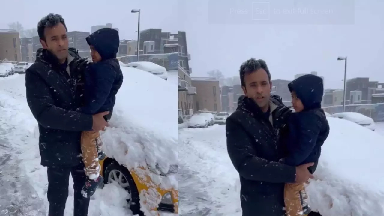 Vivek Ramaswamy Takes Son To Meet Voters In Iowa Amid Heavy Snowfall: 'Nothing's Gonna Stop Us' | VIDEO