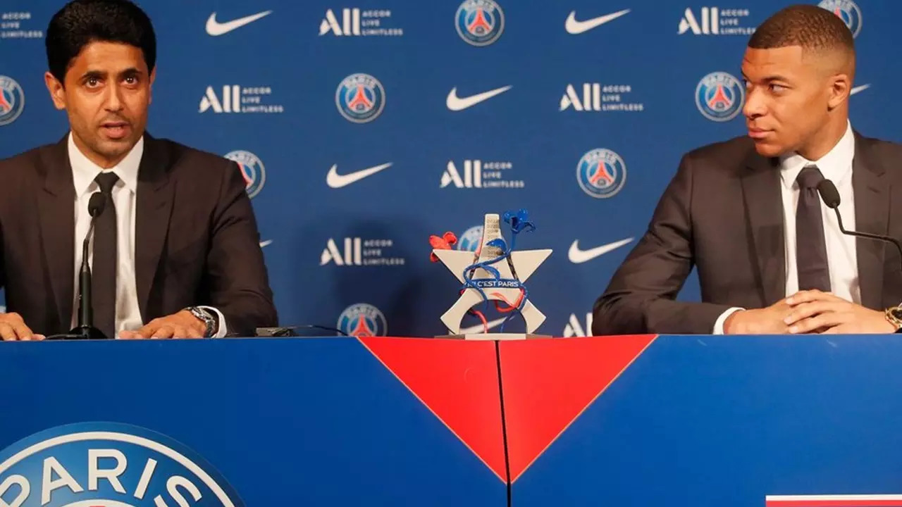 Kylian Mbappeand PSG president Nasser Al-Khelaifi​