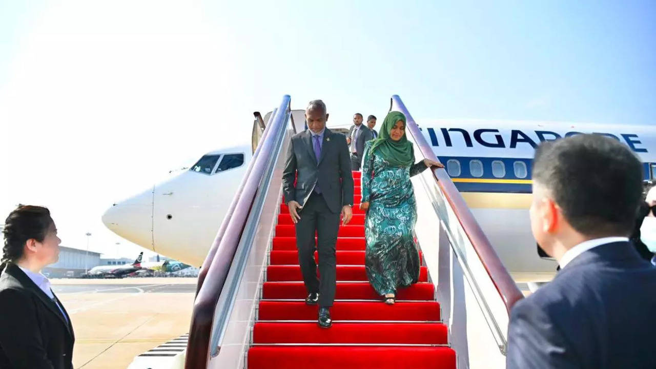 Maldives President Mohamed Muizzu and First Lady Sajidha Mohamed