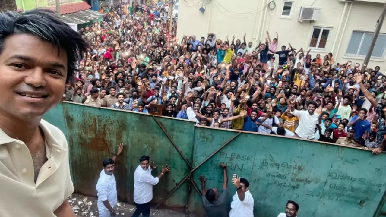 ​Thalapathy Vijay Flaunts The Greatest Of All Time Look As He Clicks Selfie With Fervent Fans​