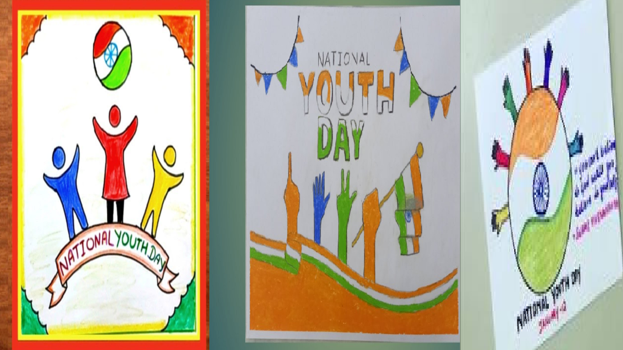 How To Draw National Youth Day / National Youth Day Poster Drawing Easy ✊✊  #kaushiksartandcraft - YouTube