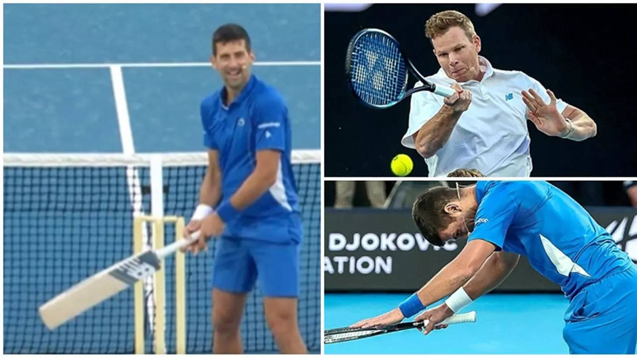 Novak Djokovic Swaps Racket for Cricket Bat While Steve Smith Plays Tennis