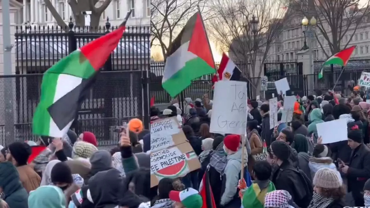 Pro-Palestine Protestors At White House Gates, Man 'Spotted With Knife' Taken Into Custody | VIDEO