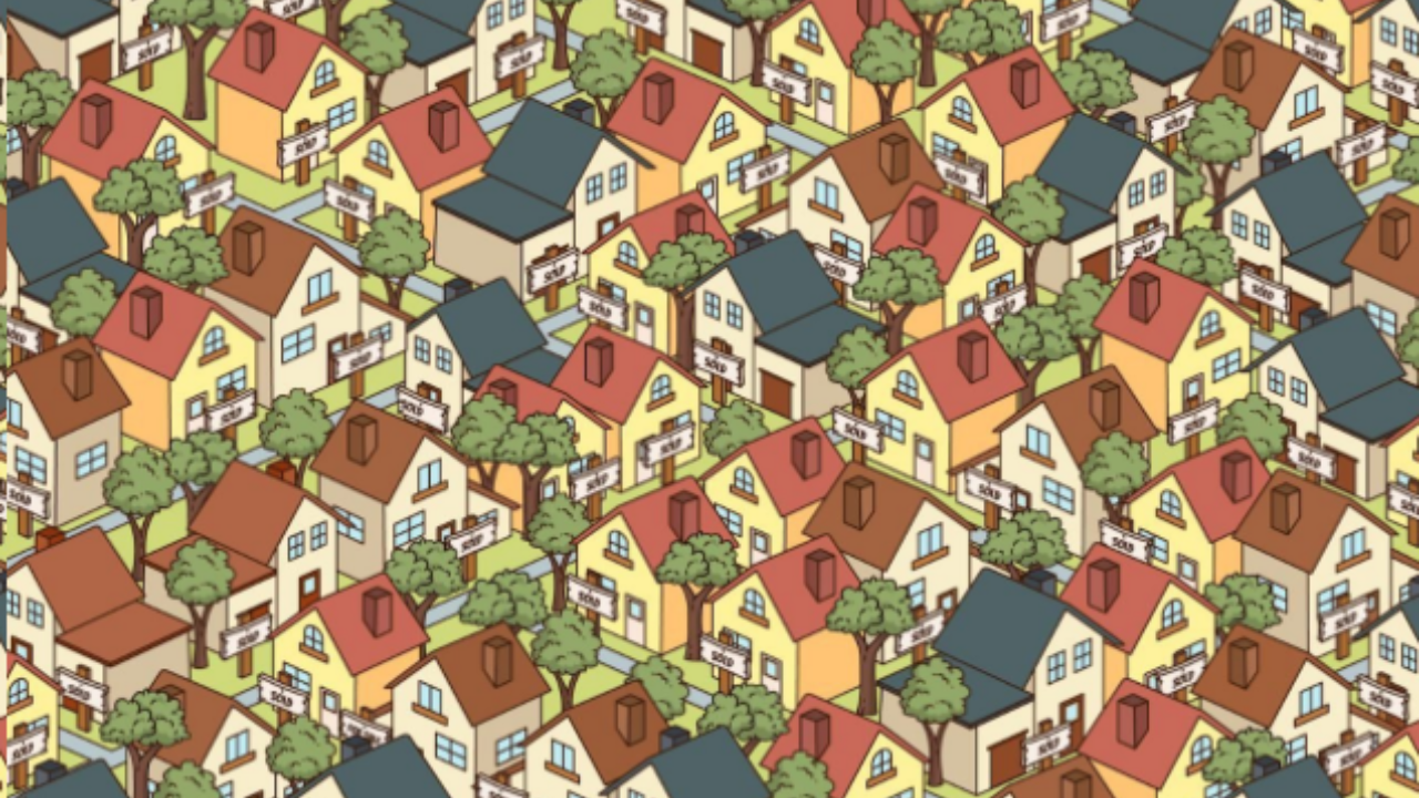 Optical Illusion Test: Find the house for sale among sold houses in this picture. Pic Credit: X  (Harsh Goenka)