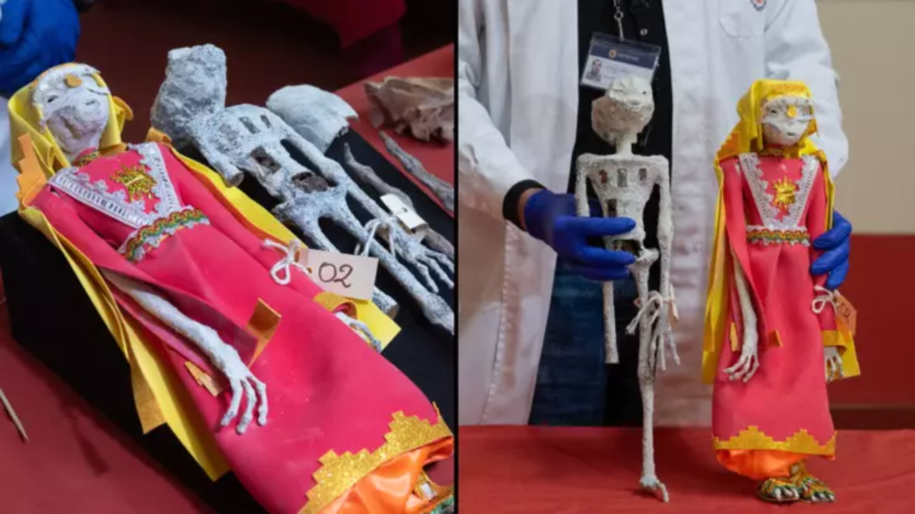 The ‘alien mummies’ were found in Peru last October. Credit: CRIS BOURONCLE/AFP via Getty Images